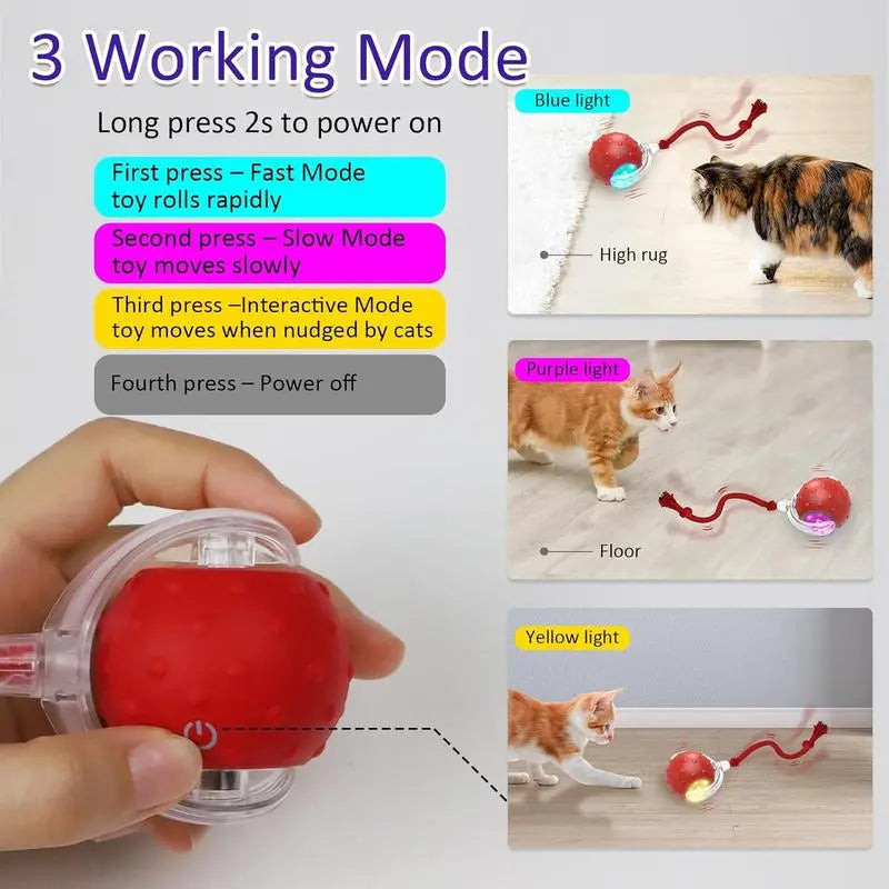 Interactive Cat Toys Ball Automatic for Indoor Cats Fast Rolling on Carpet Chirping & Motion Activate Cat Toys Pet Toy Interactive Motion Activate