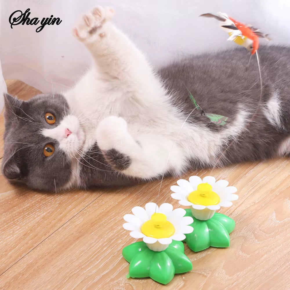 Electric Flying Bird Teasing Stick Automatically Spins around Hummingbird, Cat Self Hi Toy